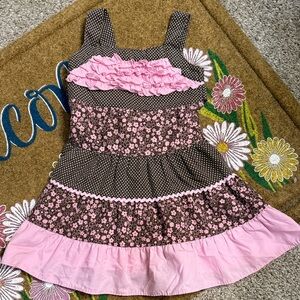 Youngland Brown and Pink Floral Casual Dress